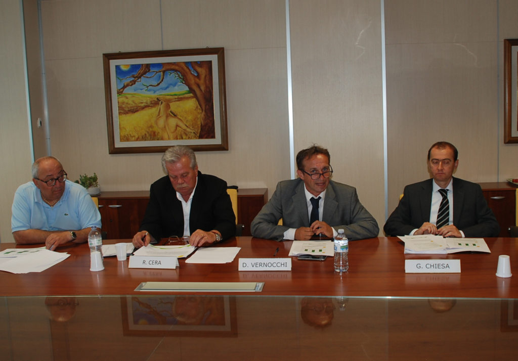 Roberto Cera, vice presidente, Davide Vernocchi, presidente, e Gabriele Chiesa, direttore generale di Apo Conerpo