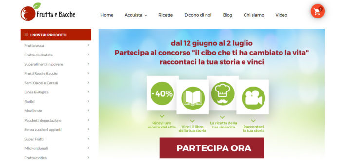 home page dell'eCommerce fruttaebacche.it