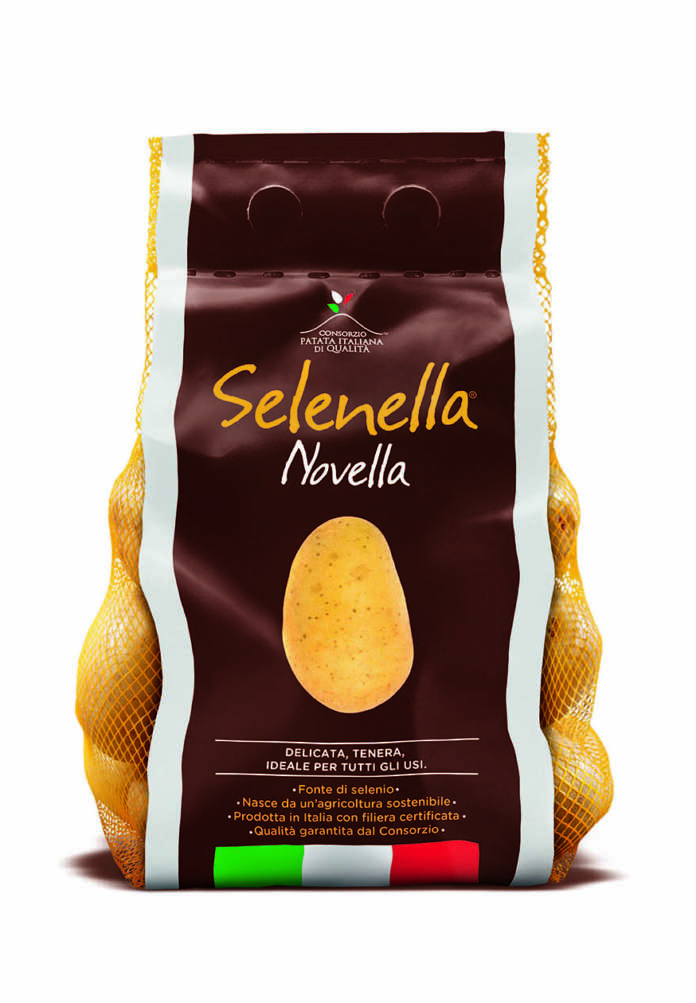 La patata Novella Selenella, prodotta in Sicilia dal Consorzio Patata Italiana di Qualità, si presenta con una nuova veste grafica