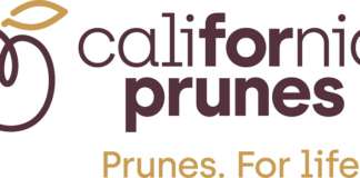 Il logo del nuovo brand, California Prunes, enfatizza i benefici nutrizionali delle prugne della California. E invita a un consumo quotidiano