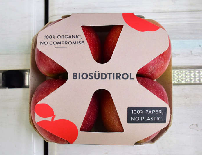 Il nuovo packaging sostenibile in cartone microonda da 4/6 mele lanciato dal Consorzio Vog