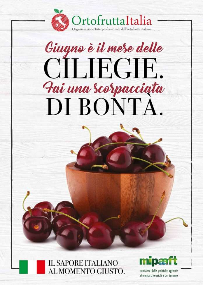 Per la prima volta le ciliegie entrano nel progetto annuale di promozione e comunicazione istituzionale di Ortofrutta Italia e del Mipaaft