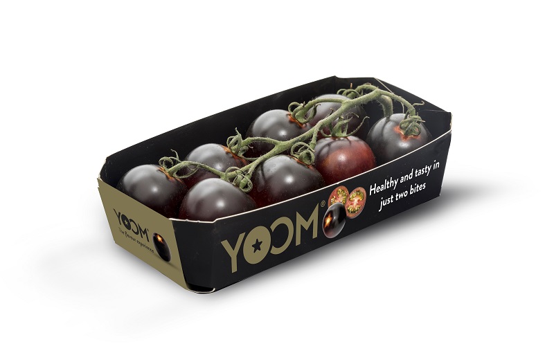 Innovativo è anche il packaging di Yoom, il pomodoro dalla polpa violacea sviluppato da Syngenta