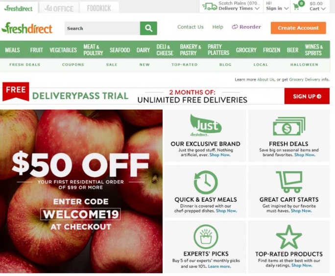 FreshDirect è un retailer che vende online nel Nord-Est degli Stati Uniti, specializzato nella consegna di alimenti freschi