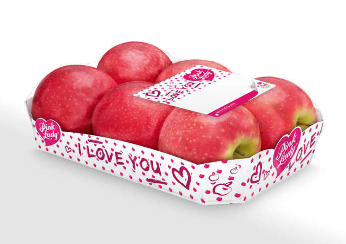 Mele Pink Lady in packaging esclusivo per la festa di San Valentino