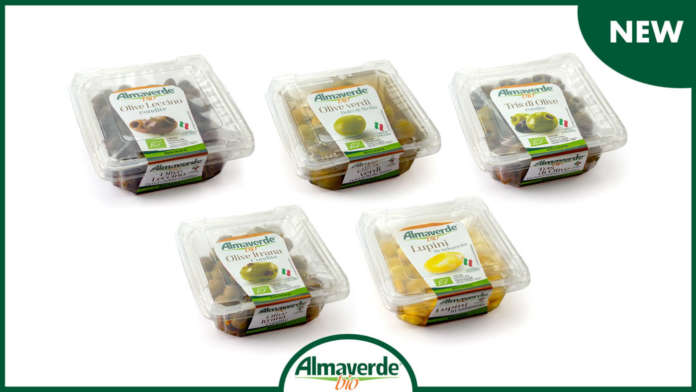 La nuova gamma di olive e lupini di Almaverde bio, disponibile in gdo