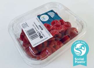 Lamponi Aldi con packaging in Social Plastic