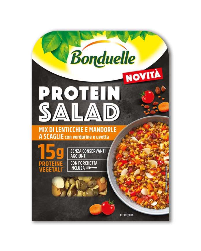 La nuova gamma Protein Salad Bonduelle con lenticchie e mandorle